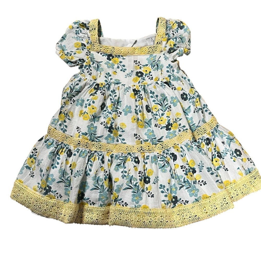 Joie Toddlers Floral Party Dress Yellow Blue Size 3T Fit & Flare